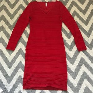 Red bodycon sweater dress